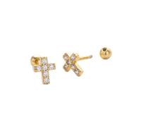 Lllunimon Orecchini a bottone incrociati di qualità AAAAA squisiti per donna Orecchini in argento sterling S925 per donne e uomini Gioiello fortunato di Natale come regalo per il cristianesimo,D'oro