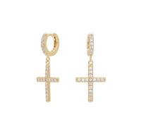 Lllunimon Orecchini a croce CZ abbaglianti per donne e uomini, ipoallergenici, in argento sterling S925, orecchini pendenti per donne e uomini, gioielli religiosi da regalo,D'oro