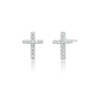 Lllunimon Orecchini a croce fortunati ipoallergenici in argento sterling S925 per donne e uomini, orecchini a croce CZ per donne e uomini, gioielli religiosi regalo per il cristianesimo,Argento