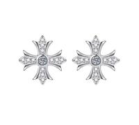 Lllunimon Orecchini a croce in argento sterling S925 per donne e uomini, orecchini a forma di croce, stile barocco, gioiello portafortuna, regalo per lei, fidanzata, moglie,Argento