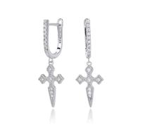 Lllunimon Orecchini a Croce Pendenti Unici per Donne Orecchini a Croce in Argento Sterling S925 per Donne Gioiello Portafortuna Regalo per Lei Fidanzata Moglie Mamma Sposa,Argento