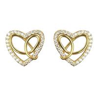 Lllunimon Orecchini a cuore, orecchini a perno in rame con zirconi cubici cavi intrecciati dorati, gioielli romantici ed eleganti per tutti i giorni, regalo per fidanzata/sorelle