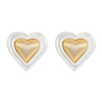 Lllunimon Orecchini a Cuore, Orecchini a Perno in Rame Placcati Oro 18K, Gioielli Quotidiani Retro e Romantici, Regalo per Mamma/Fidanzata/Sorelle, Lavorazione in Metallo Spazzolato