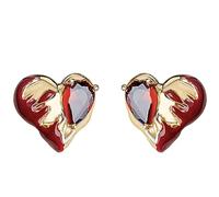 Lllunimon Orecchini a Cuore, Orecchini a Perno in Zirconia Cubica Bordeaux per Donna, Gioielli Quotidiani Romantici ed Eleganti, Regalo per Mamma/Fidanzata/Sorelle, Abbigliamento per Festival,Ear Clip