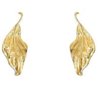 Lllunimon Orecchini a goccia in rame a forma di foglia texturizzata placcati in oro 18K, gioielli ispirati alla natura per tutti i giorni, regalo per mamma/fidanzata, orecchini da uomo,Ear Clip