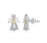 Lllunimon Orecchini a lobo Angel Orecchini da donna in argento sterling 925 Orecchini Angel Micro-zircon da indossare tutti i giorni Un regalo per lei