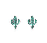 Lllunimon Orecchini a lobo Cactus Orecchini da donna in argento sterling 925 Zircone verde Cactus Gioielli minimalisti da indossare tutti i giorni Un regalo per lei,Nero