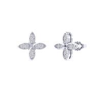 Lllunimon Orecchini a lobo fortunati a quattro foglie Orecchini da donna in argento sterling 925 pieni di gioielli con zirconi da indossare tutti i giorni Un regalo per lei,Argento