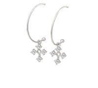 Lllunimon Orecchini a pendente a forma di croce in argento sterling S925 con zirconi cubici scintillanti per donna, elegante gioiello portafortuna regalo per fidanzata, moglie, mamma, sposa,Argento
