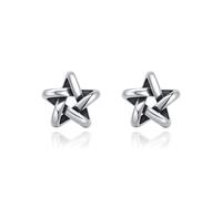 Lllunimon Orecchini a perno a stella a cinque punte intrecciati Gioielli da donna in argento sterling 925 Gioielli con stelle d'argento vintage da indossare tutti i giorni Un regalo per lei