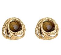 Lllunimon Orecchini a perno con retro piatto in rame placcato oro 14K, orecchini stile Maillard con occhio di tigre, gioielli retrò quotidiani, regalo per mamma/fidanzata/sorelle