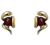 Lllunimon Orecchini a perno placcati in oro 18K, clip ispirate a Medusa con serpente e agata rossa, gioielli retrò da tutti i giorni, regalo per mamma/fidanzata/sorelle, orecchini da uomo