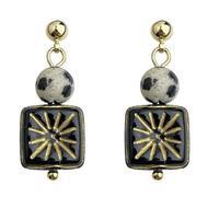 Lllunimon Orecchini a Piastra Piana per Donna, Gocce per Orecchie Artigianali Retro Geometriche a Forma di Quadrato, Pendenti Ispirati al Vetro Ceco, Per Uso Quotidiano, Regalo per Mamma/Fidanzata