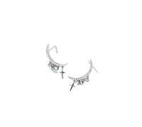 Lllunimon Orecchini a stella e luna in argento sterling S925 per donna, orecchini a croce per il cristianesimo, gioielli di lusso per matrimonio e fidanzamento, regalo,Argento