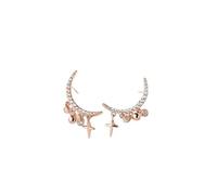 Lllunimon Orecchini a stella e luna in argento sterling S925 per donna, orecchini a croce per il cristianesimo, gioielli di lusso per matrimonio e fidanzamento, regalo,Rosa