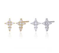 Lllunimon Orecchini alla moda in argento sterling S925 per donna con zirconi cubici 5A, orecchini huggie a forma di croce, regalo di gioielleria religiosa fortunata per fidanzata,D'oro