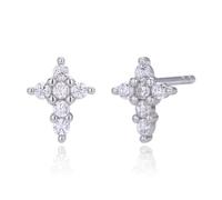 Lllunimon Orecchini alla moda in argento sterling S925 per donna con zirconi cubici 5A, orecchini huggie a forma di croce, regalo di gioielleria religiosa fortunata per fidanzata,Argento