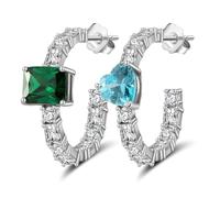 Lllunimon Orecchini asimmetrici a cuore quadrato in argento 925 Accessori pionieristici Elegante stile di personalità Regali da indossare tutti i giorni per lei