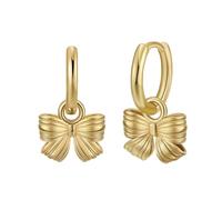 Lllunimon Orecchini con fiocco per le donne Arco alla moda 14 carati placcato in oro/argento Cerchi Semplice Twist Huggie Dainty Gioielli semplici per madre moglie Uso quotidiano,D'oro