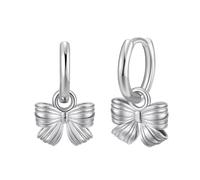 Lllunimon Orecchini con fiocco per le donne Arco alla moda 14 carati placcato in oro/argento Cerchi Semplice Twist Huggie Dainty Gioielli semplici per madre moglie Uso quotidiano,Argento