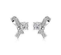 Lllunimon Orecchini con fiocco zircone in argento sterling 925 Gioielli fatti a mano con micro-set Stile elegante e romantico Regali da indossare tutti i giorni per lei