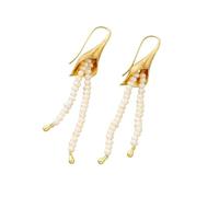 Lllunimon Orecchini con Perle per Donna, Orecchini a Forma di Calla con Nappine di Perle per Donna, Perni in Argento Sterling 925, Gioielli alla Moda, Regalo per Mogli e Fidanzate