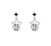 Lllunimon Orecchini con zircone a stella Orecchini da donna in argento sterling 925 Design ritagliato celeste Gioielli ispirati all'universo Gioielli da indossare tutti i giorni Un regalo per lei