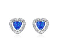 Lllunimon Orecchini da donna in argento sterling 925 blu opel cuore orecchini a bottone gioielli minimalisti accessori bohémien per tutti i giorni regalo per lei
