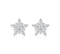 Lllunimon Orecchini da donna in argento sterling 925 Orecchini a bottone a perno Fiocco di neve Orecchini a bottone Moissanite scintillanti per l'uso quotidiano Datele un regalo di compleanno