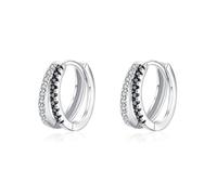 Lllunimon Orecchini da donna in argento sterling 925 Orecchini a doppia fila Orecchini con zircone bianco e nero Orecchini freschi e alla moda da indossare tutti i giorni Un regalo per lei