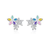 Lllunimon Orecchini da donna in argento sterling 925 orecchini a grappolo di fiori Carino arcobaleno colori gioielli abbinati accessori colorati di tutti i giorni regali di compleanno