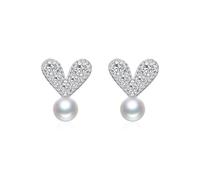 Lllunimon Orecchini da donna in argento sterling 925 Orecchini a perno a forma di perla eterna Orecchini a perno a cuore per l'uso quotidiano Regalo per lei