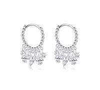 Lllunimon Orecchini da donna in argento sterling 925 Orecchini con frange di zirconi Gioielli a cerchio in rilievo Gioielli di ispirazione vintage Cena per tutti i giorni