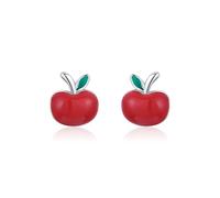 Lllunimon Orecchini da donna in argento sterling 925 Orecchini mela rossa Orecchini frutta carina Vibrante smalto rosso Gioielli minimalisti Indossare tutti i giorni