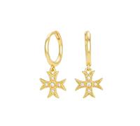 Lllunimon Orecchini delicati in argento sterling S925 per donna con zirconi cubici grado 5A a forma di croce pendenti, gioiello fortunato da regalare a donne e uomini per Natale,D'oro