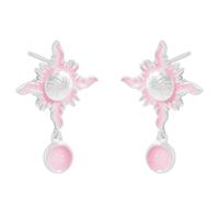 Lllunimon Orecchini in Argento Sterling per Donne, Studs per Orecchie in Smalto Flamme Sole Rosa, Gioielli Eleganti da Giorno Sognante, Regalo per Fidanzata/Sorelle
