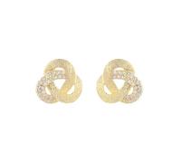 Lllunimon Orecchini in argento sterling S925 con diamanti annodati Ornamenti in zirconi bicolore opachi Stile elegante e minimalista Regali da indossare tutti i giorni per lei,D'oro