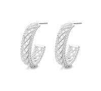 Lllunimon Orecchini in argento sterling S925 intrecciato a forma di C Gioielli ispirati al cosmo Stile vintage e semplice Regali da indossare tutti i giorni per lei