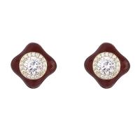 Lllunimon Orecchini in rame a forma di quadrifoglio con zirconi, lavorazione con zirconi incastonati, stile vintage ed elegante. Indossabili quotidianamente, un regalo per lei.