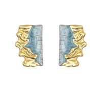 Lllunimon Orecchini in Rame Placcati Oro 18K per Donna, Orecchini a Bottoncino a Onde Smaltate a Gradiente, Gioielli Raffinati Quotidiani, Regalo per Mamma/Fidanzata/Sorelle,Ear Stud