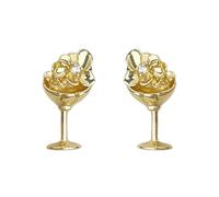 Lllunimon Orecchini in zirconia cubica, orecchini a bottiglia di vino in rame placcato oro 18 carati con fiori, gioielli romantici per feste quotidiane, regalo per donne,Ear Stud