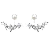 Lllunimon Orecchini in Zirconia Cubica, Orecchini a Bottone Geometrici con Perla di Zirconia, Gioielli Minimalisti Eleganti per Tutti i Giorni, Regalo per Mamma/Fidanzata/Sorelle