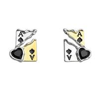Lllunimon Orecchini in Zirconia Cubica, Orecchini a Chiodo in Oro 18K Placcato per Donne, Gioielli Bicolore a Cuore Nero, Eleganti per l'uso quotidiano, Regalo per Lei,Ear Clip