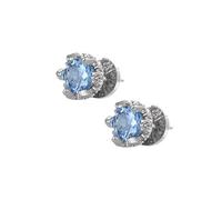 Lllunimon Orecchini in Zirconia Cubica, Orecchini a Lobo con Fiori di Zaffiro Celeste per Donna, Gioielli Eleganti e Delicati da Indossare Ogni Giorno, Regalo per Mamma/Fidanzata/Sorelle