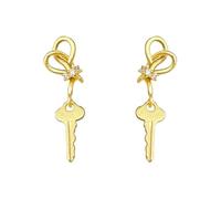 Lllunimon Orecchini in zirconia cubica, orecchini a perno a nodo e chiave placcati in oro 18K per donne, gioielli eleganti quotidiani, regalo per mamma/fidanzata/sorelle