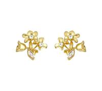 Lllunimon Orecchini in zirconia cubica, orecchini a perno in rame placcati in oro 18K con finitura opaca floreale, gioielli eleganti e romantici, regalo per mamma/fidanzata/sorelle,Ear Stud