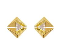 Lllunimon Orecchini in zirconia cubica, orecchini a triangolo in zirconia per donne, gioielli in rame placcato oro 18K, uso quotidiano, regalo per mamma/fidanzata/sorelle,Ear Clip