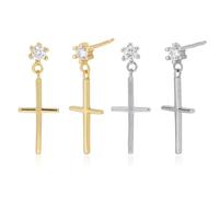 Lllunimon Orecchini pendenti versatili in argento sterling S925 per donna Orecchini a croce per donna Regalo di gioielli portafortuna per il Cristianesimo,D'oro