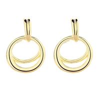 Lllunimon Orecchini placcati in oro da donna, gocce e pendenti a doppio anello in argento sterling, gioielli minimalisti ed eleganti per tutti i giorni, regalo per fidanzata/sorelle