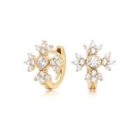Lllunimon Orecchini squisiti in argento sterling S925 per donne e uomini, orecchini a cerchio con croce CZ di grado AAAAA per donne e uomini, gioiello fortunato regalo di Natale,D'oro